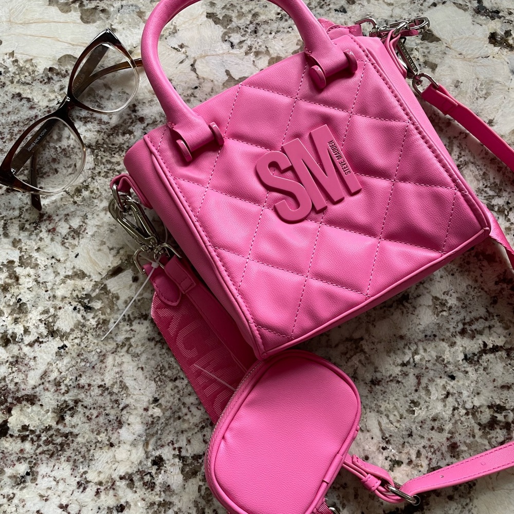 New Pink Steve Madden Purse Crossbody Bag Viral TikTok Quilted Stone Bbabi RARE